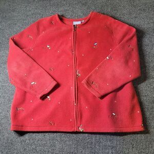 C&B Sport by Croft and Barrow Embroidered Stockings Fleece‎ Zip Sweater 2X